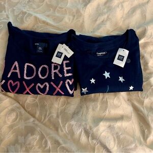 GapKids Lot of 2 Blue Girl’s Long-Sleeve Tops Size XXL (14-16) & Size L (10)
